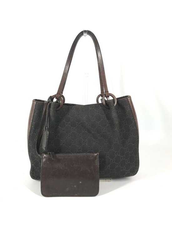 Gucci Handbags - Gucci Shoulder Bag GG Logo Leather Canvas Brown